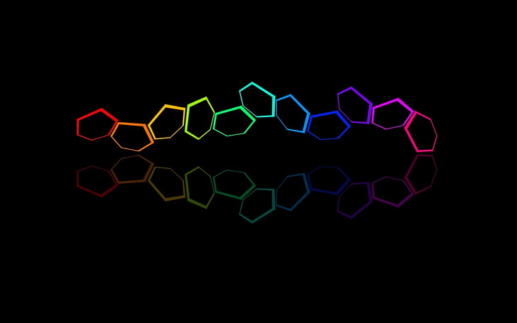 multicolored abstract wallpaper, hexagons, colorful, bright, molecular Structure