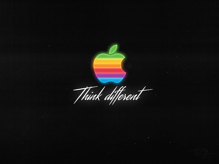 4K, Apple, Think different, Logo, Dark background HD wallpaper