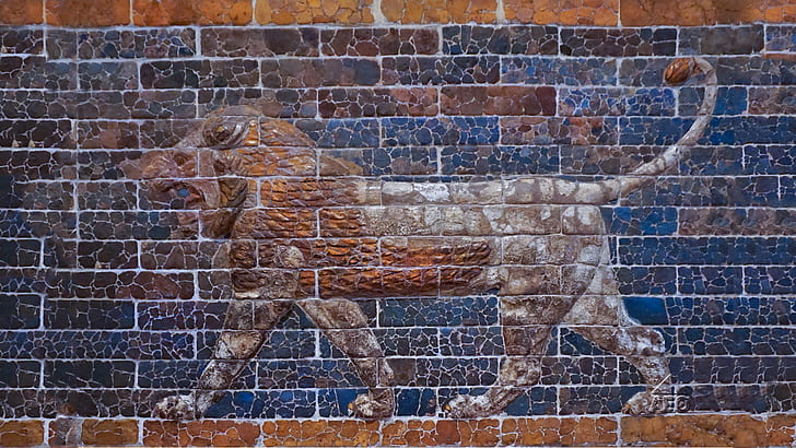 Mesopotamia, lion, culture, ancient, wall, artwork, Iraq, Ishtar Gate