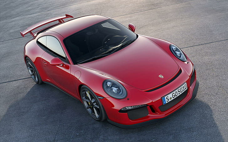 Porsche 911 GT3 2014, red coupe, cars, HD wallpaper