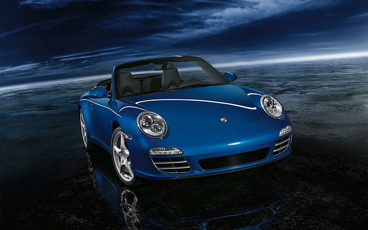 Porsche 911 Carrera 4S Cabriolet, blue convertible coupe, cars, HD wallpaper