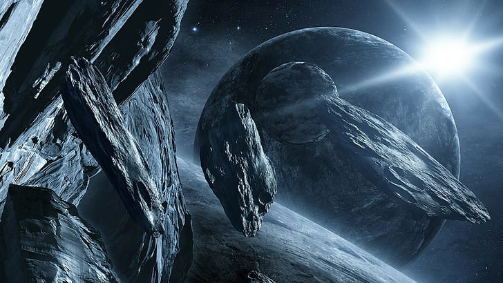asteroid, planet, galaxy, HD wallpaper