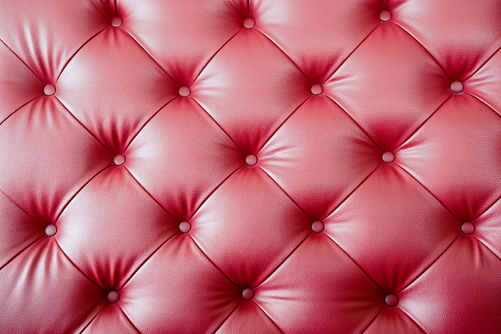 quilted leather, texture, pink, upholstery, sofa, furniture, decor, HD wallpaper
