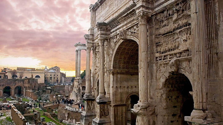 Rome, Italy, Palatine, Arch of Septimius Severus, HD wallpaper