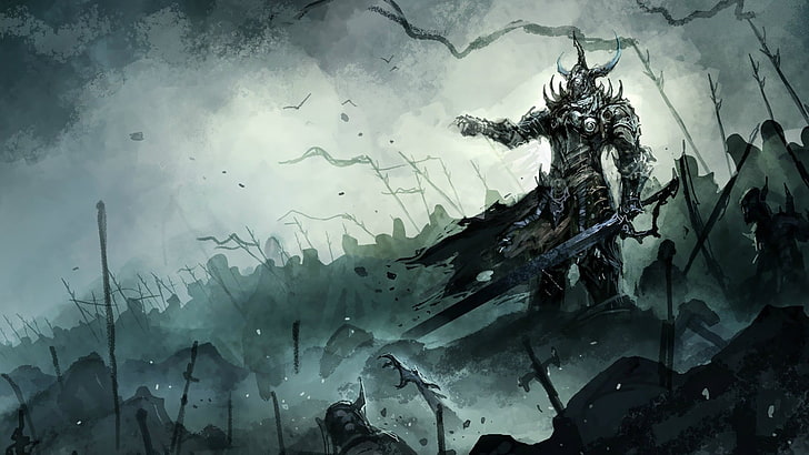 warrior illustration, dust, sword, helmet, armor, warriors, Army