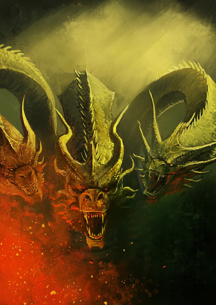 digital art, artwork, King Ghidorah, Godzilla: King of the Monsters, HD wallpaper