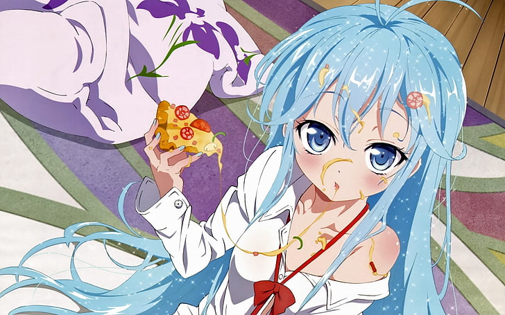 Denpa Onna To Seishun Otoko, Touwa Erio, anime girls, pizza, HD wallpaper