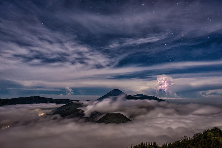 clouds, landscape, nature, Indonesia, Java, the volcano Bromo, HD wallpaper