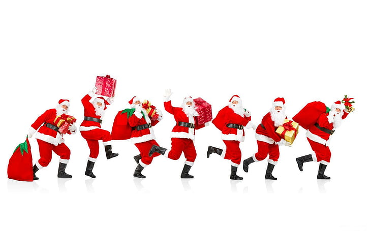 new year, christmas, santa claus, gifts, holiday, greetings, HD wallpaper