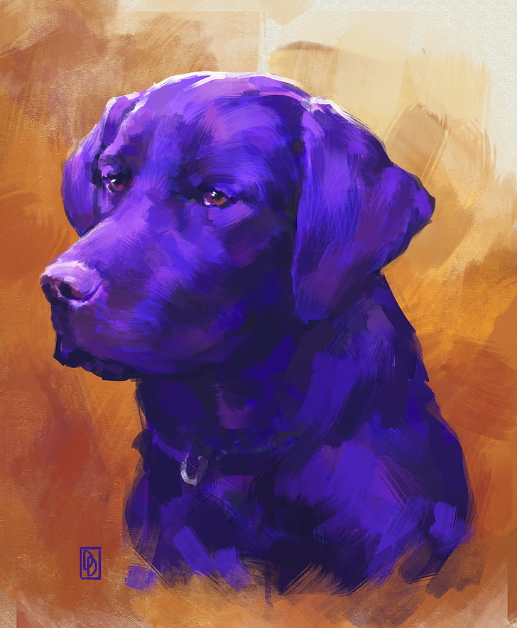 HD wallpaper: Damian Dinev, dog, painting, concept art, purple, orange,  animal | Wallpaper Flare