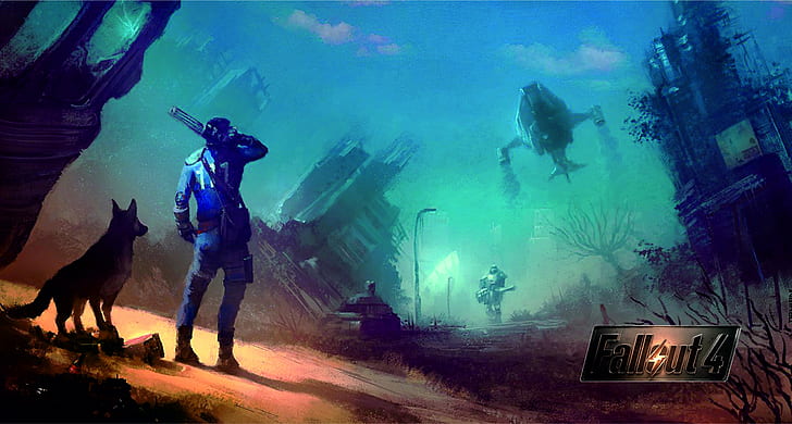 Fallout 4, Soldiers, Dog, HD wallpaper