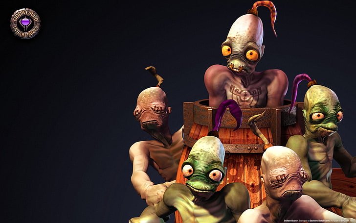 Oddworld: Abe's Oddysee, aliens, video games, art and craft, HD wallpaper
