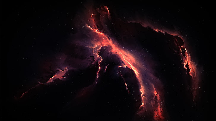 black and red cloud artwork, abstract, space art, Starkiteckt