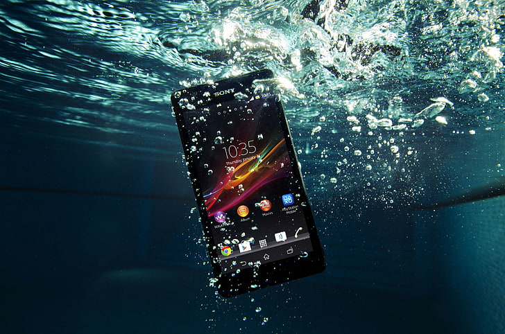 black Sony Xperia Android smartphone, mobile, waterproof, technology, HD wallpaper