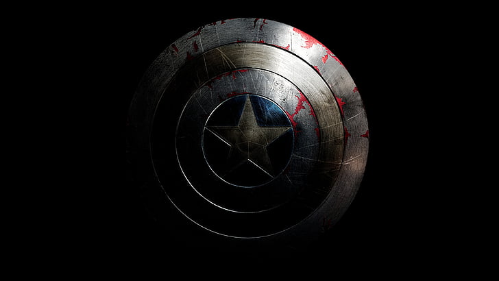 gray Captain America shield, Marvel Comics, 4K, 8K