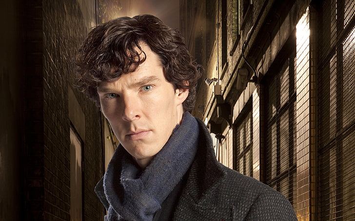 men's black scarf, the series, poster, BBC, Sherlock, Benedict cumberbatch