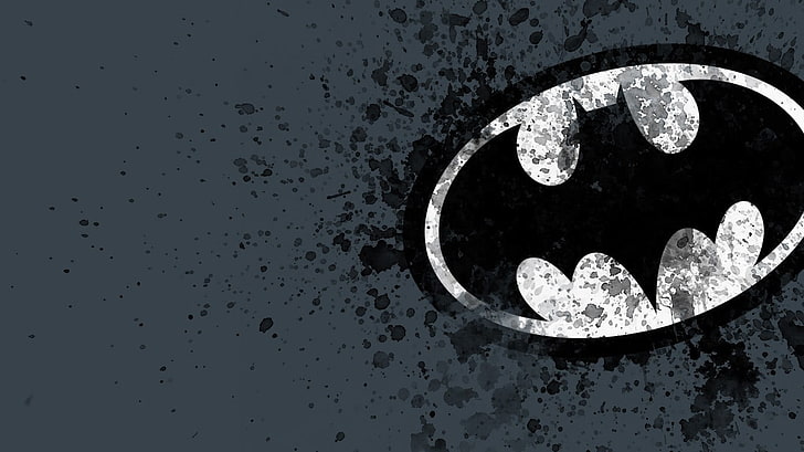 Batman logo digital wallpaper, paint splatter, illustration, black Color