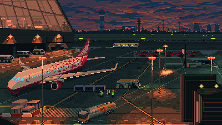 Artistic, Pixel Art, Aircraft, Airport, HD wallpaper