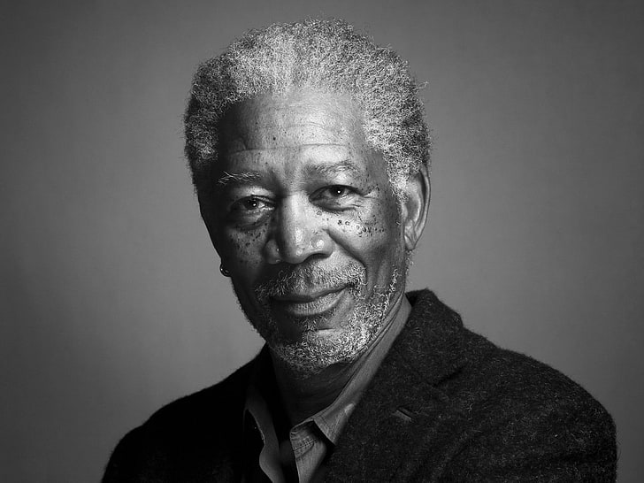 HD wallpaper: Morgan Freeman, actor, black white, gray-haired ...