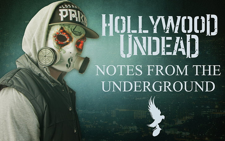men's black bubble vest with text overlay, Hollywood Undead, Notes from the underground, HD wallpaper