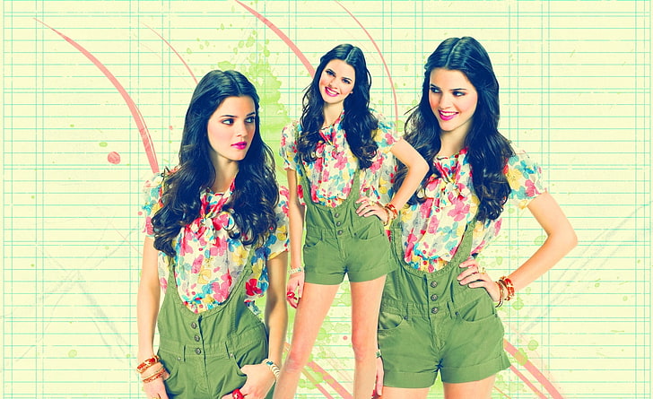 Kendall Jenner, women's green romper shorts, Models, Others, young women, HD wallpaper