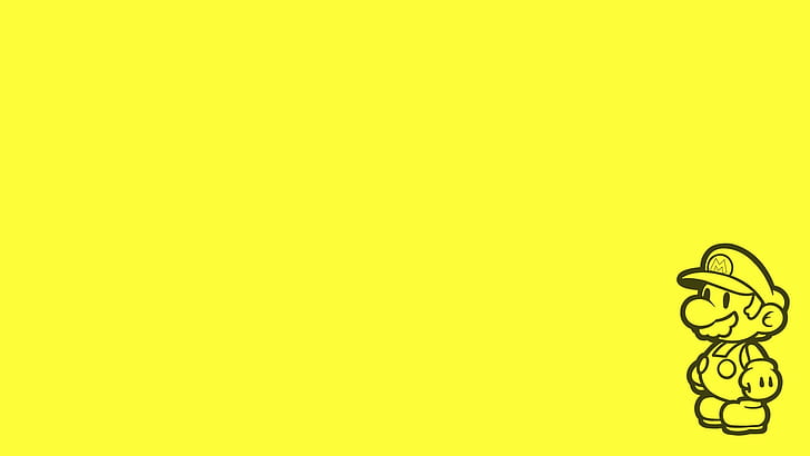 video game characters simple simple background minimalism yellow logo paper mario mario bros_ super mario silhouette