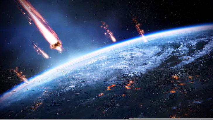 photo of earth, mass effect 3, the reapers, invasion, astronomy, HD wallpaper