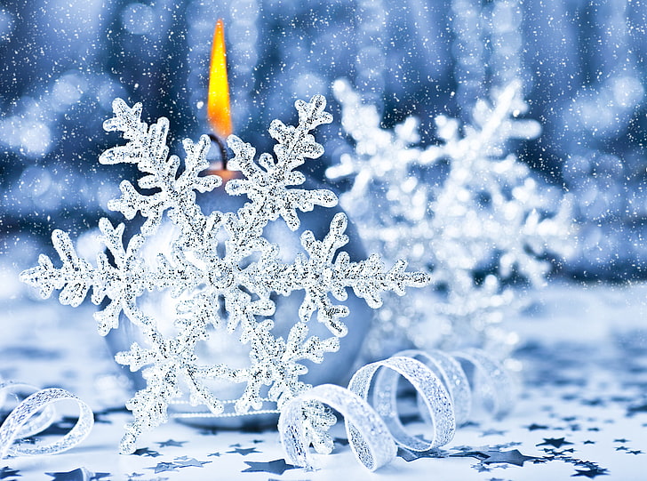 HD wallpaper: Snowfall, Christmas decoration, Candle light, 5K | Wallpaper  Flare