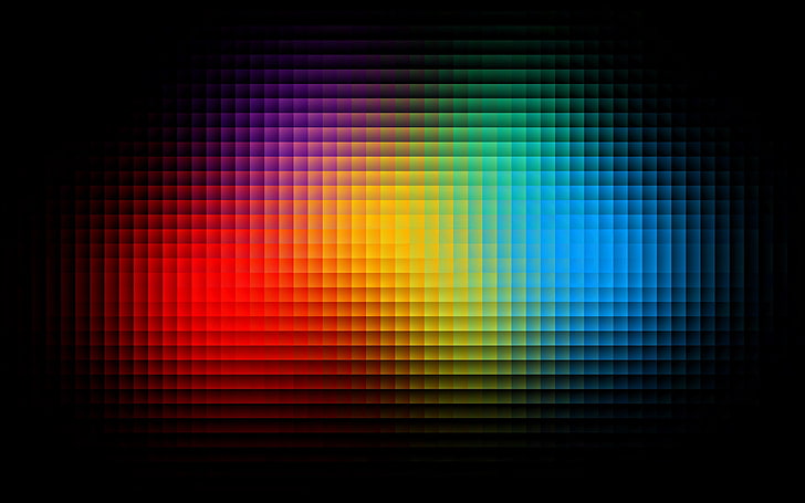 rainbow graphic wallpaper, pixels, form, colorful, shiny, backgrounds, HD wallpaper