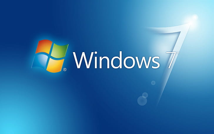 Windows 7, Win 7, Logo, blue, text, communication, blue background, HD wallpaper