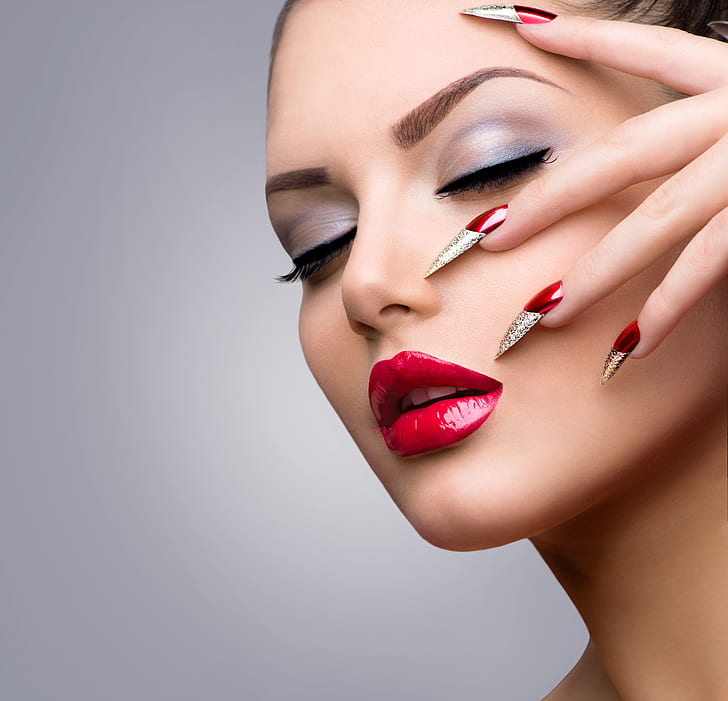 girl, style, makeup, manicure
