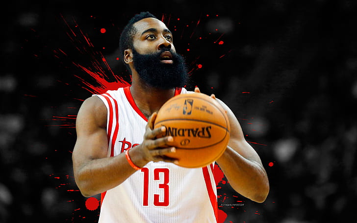 James Harden American basketball player Houston Rockets defender  redwhite paint splashes HD wallpaper  Peakpx