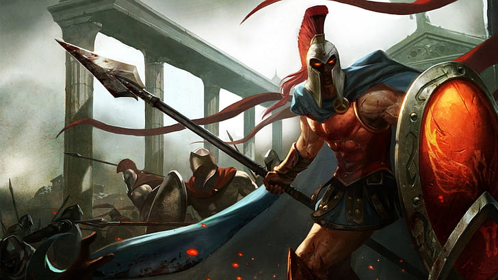 League of Legends, warrior, Pantheon (League of Legends), HD wallpaper