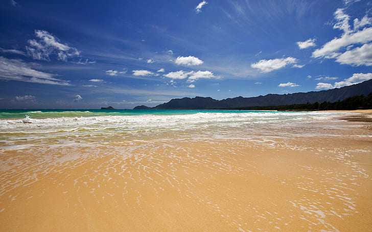beach, sand, sea, nature, sky, HD wallpaper