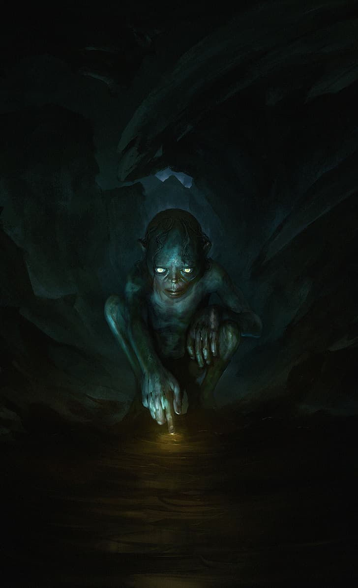 Gollum, The Lord of the Rings, artwork, creature, Smeagol, HD wallpaper