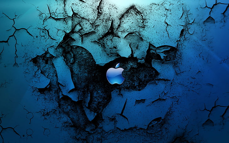 grunge, Apple Inc., blue, no people, textured, full frame, backgrounds, HD wallpaper