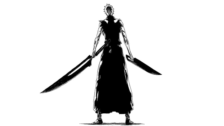 man holding swords anime character illustration, Bleach, Kurosaki Ichigo