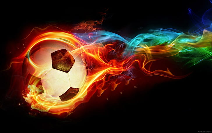 Download wallpaper The football ball is on fire 1440x2560
