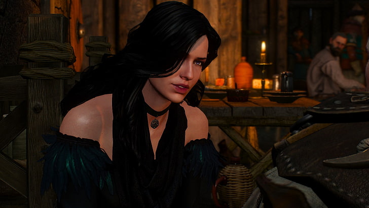 woman wearing black off-shoulder digital wallpaper, The Witcher 3: Wild Hunt