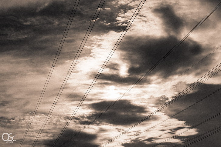 sky, cloud - sky, cable, low angle view, electricity, power line, HD wallpaper
