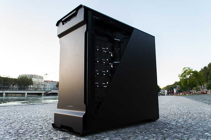 black computer tower, PC cases, Phanteks, Evolv, ATX, Lyon, Rhone-Alps
