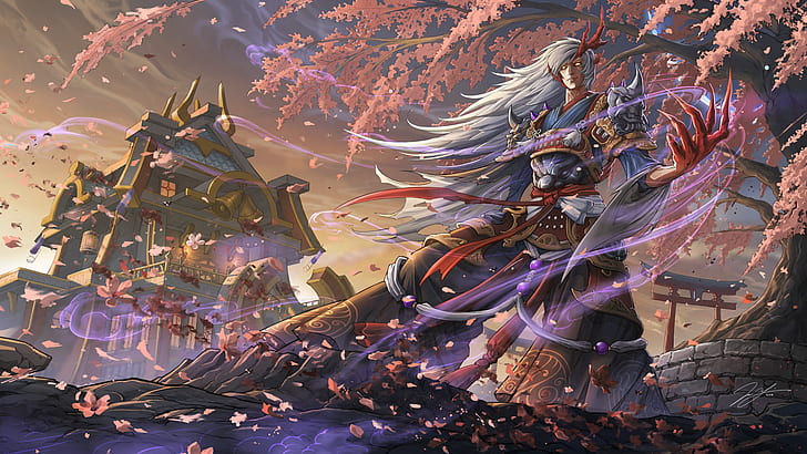 Fantasy, Oriental, Onmyoji, Warrior, HD wallpaper