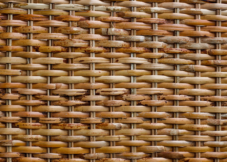 beige wicker surface, pattern, basket, full frame, backgrounds, HD wallpaper