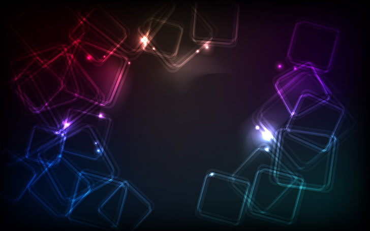 assorted-color LED light wallpaper, abstract, square, technology