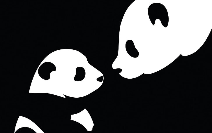 Panda illustration, artwork, animals, minimalism, studio shot, HD wallpaper
