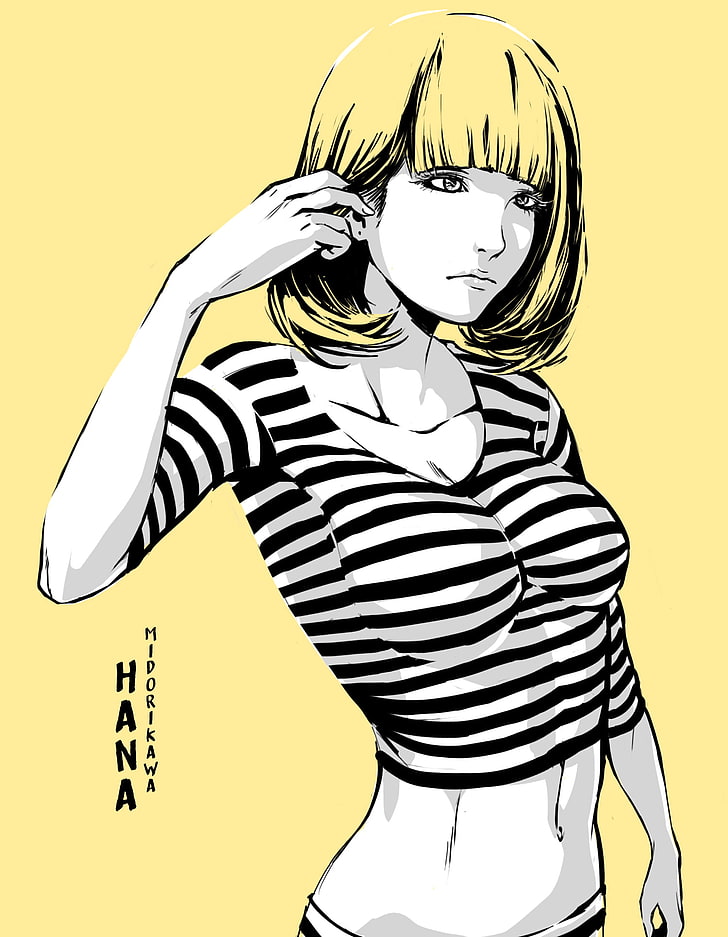 Prison School, anime girls, Midorikawa Hana, striped, one person, HD wallpaper