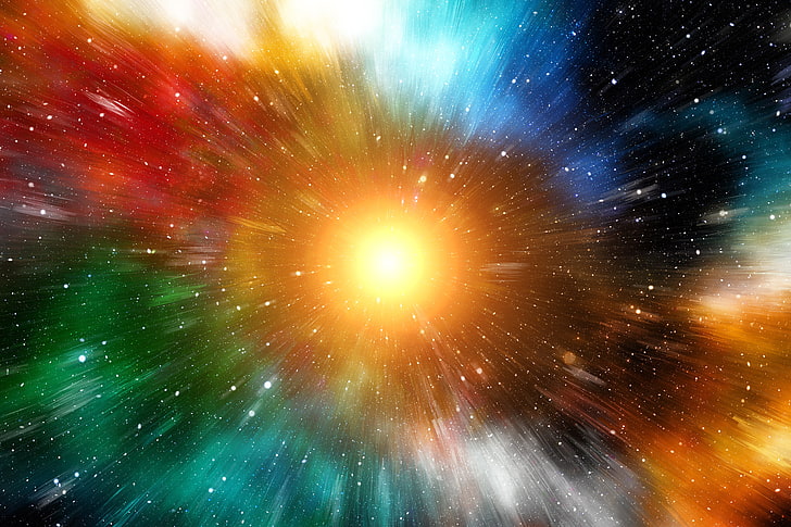 multicolored galaxy wallpaper, rays, colorful, sun, bright, shine