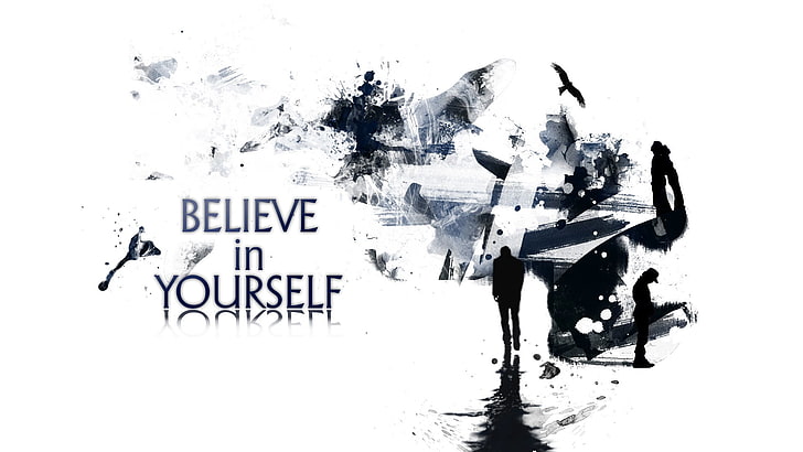 white background with yourself text overlay, abstract, digital art, HD wallpaper