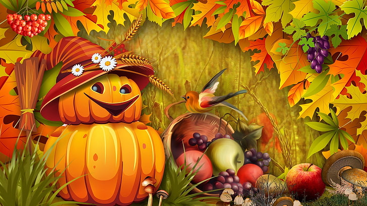 fall  desktop backgrounds for winter, autumn, pumpkin, food, HD wallpaper