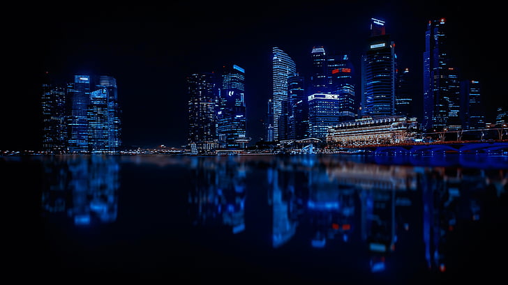 city landscape during nighttime wallpaper, Singapore, Cityscape, HD wallpaper